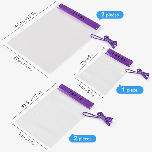 HEETA 5-Pack Clear Waterproof Dry Bag Pouch Document Holder for Phone Maps - color: Purple