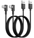 SUNGUY USB C Cable Right Angle 3FT, 10-Pack 90 Degree 3A USB 2.0 Fast Charging & Data Sync Cable Compatible with Samsung Galaxy S21 S20 S10 Plus, Note 20 10, Moto G7 G8, LG V50 V40 G8 G7 - color: Black, size: 3ft