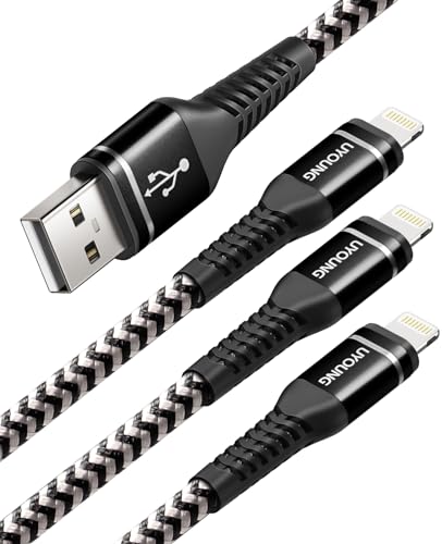 USB to Lightning Cable [Apple MFi Certified] iPhone Charger Cord 6FT, 3Pack | Nylon Braided Heavy Duty Fast iPhone Charging Cable for iPhone 14 13 12 11 SE X XS XR 8, iPad Pro, Air, mini, AirPods - Black - color: Black, size: 6FT, style: USB A to Lightnin