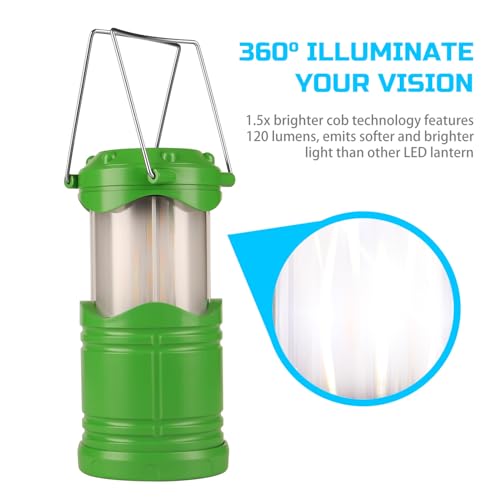 Lichamp 4 Pack LED Camping Lanterns Flame Lights, Green | Collapsible Flameless Candles Tea Lights Portable Battery Powered Camping Lights Emergency Supplies Kit, Dual Light Mode - color: Green