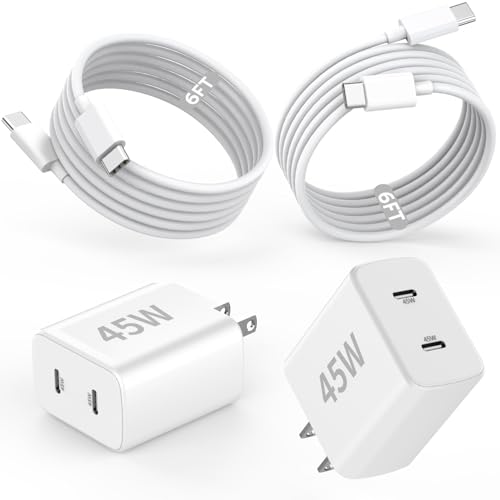 iPhone Charger Fast Charging,[Apple MFi Certified] 45W Dual Quick Apple Charger 2Pack 6FT Type C Block USB C to C Cable for iPhone 17E/17 ProMax/Air/17 Pro/16 Pro Max/16Pro/16E/15 ProMax/Plus,iPad Pro - color: White 6FT C-C