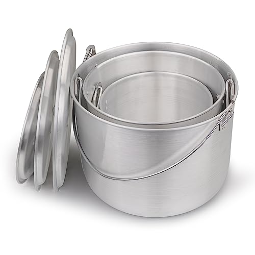 AceCamp Nested Pot Aluminum Lightweight Cooking Pot Set Outdoor Large Stock with lid and folding handle - 4L,8L,12L