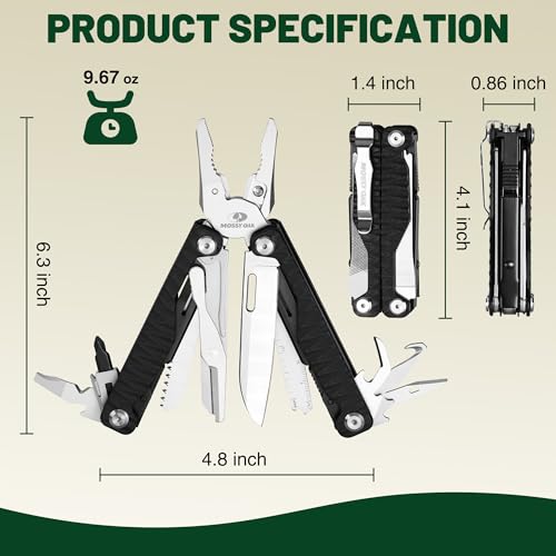 MOSSY OAK 17-in-1 Multitool Pliers, CNC-Machined Steel, G10 Handle - style: 17-in-1 with CNC Pliers & G10 Handle