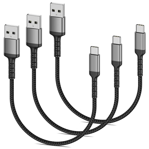 Short USB C Cable 1ft, 3 Pack Durable USB A to USB Type C Cord 3A Fast Charging for Charging Stations, Compatible with Samsung Galaxy S23 Note 20 Google Pixel -Black - size: 1 Foot