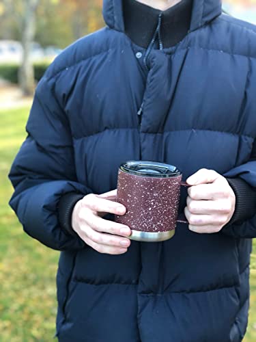 FIFTY/FIFTY 15oz - White/Slate Speckled Camp Mug with Slide Lid | camping-cooking-utensils - color: White/ Slate Speckled