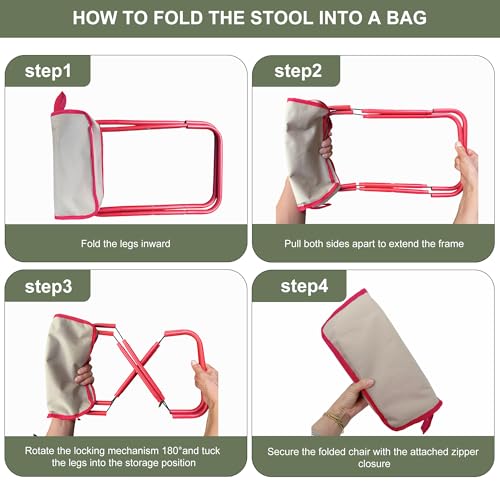 Mini Easy Carry Outdoor Chair – Compact Carry Chair for Camping, Hiking, Fishing, Gardening and Outdoor Use – Lightweight, Durable, Easy to Carry and Set Up (Khaki) - color: Khaki
