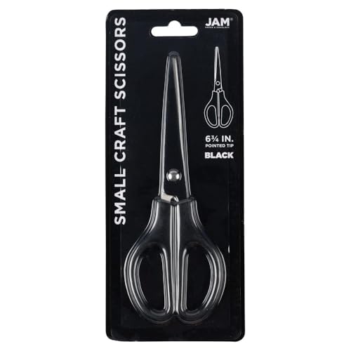 JAM PAPER Arts & Crafts Scissors - 6 3/4 Inch - Black - Ergonomic Handle & Stainless Steel Pointed Tip Blades - Sold Individually - color: Black, size: Craft (6.75 Inch)