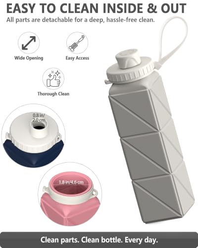 BEAUTAIL Collapsible Water Bottles 21oz/610mL, Silicone Travel Water Bottle - color: Starlight