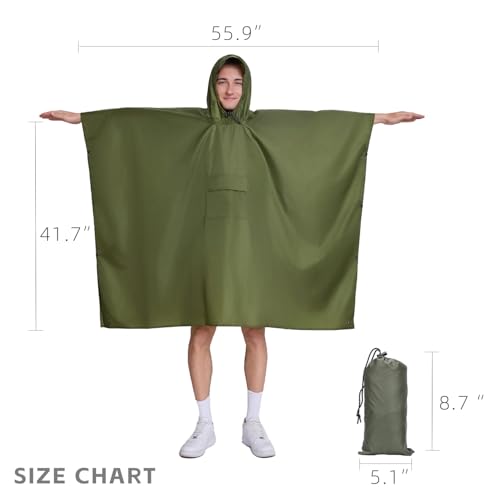Multi functional cape hooded raincoat suitable for outdoor camping and hiking, suitable for both men and women - color: Green