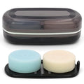 AIMAIAIMAI Shampoo Bar Holder Travel Case for Two Bars – Compatible with Most Solid Shampoo & Conditioner Bars, Large Soap Container for Bathroom or Travel (1 Pack, Black Style A-Large) - color: Black Style A-large