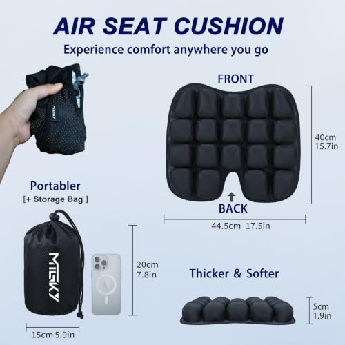 Travel Seat Cushion for Airplane,Portable&Adjustable Air Seat Cushion,Inflatable Cushion for Travel,Coccyx Tailbone Pain Relief Chair Pad - color: Black