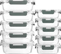 M MCIRCO 10 Pack Glass Food Storage Containers with Lids, Gray - color: gray