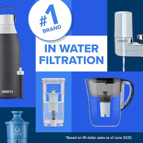 Brita XL 27 Cup Water Pitcher Dispenser, Includes 1 Elite Filter, Black | WQA and NSF/ANSI Certified, Reduces 99% Lead & Microplastics, Removes 30+ Contaminants, BPA-Free, Eliminates Chlorine Taste