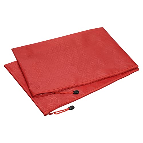 PATIKIL Waterproof Zipper File Bags 5 Pack B4 Document Storage Folders Bills Pencil Pouch for Office Travel, Red - color: Red
