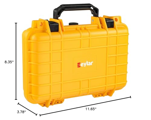 Eylar Protective Gear and Camera Hard Case Waterproof Dry Box with Foam 11.6 Inch 8.3 Inch 3.8 Inch (Yellow) - color: Yellow