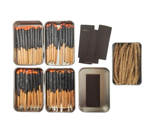 eGreen 3" Waterproof Camping Matches: 80 Ct, 2" Head & 20 x 4 in Wax Ropes | Stormproof matches burn up to 25 sec each; reignite after water/soil. 20 wax ropes: up to 240 min total for survival kits. - color: 4 X Tin Matches + 20 Wax Ropes