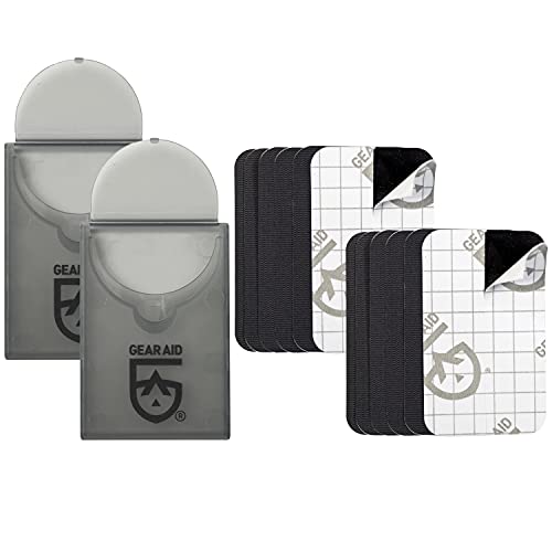 GEAR AID Tenacious Tape Mini Patches with Peel-and-Stick Adhesive to Fix Holes and Tears in Winter Gear, Down Puffer Jackets, Sleeping Bags, Tents, and Rain Gear, Black, 2 Pack - color: Black, style: 2 Pack (12 Patches)