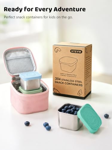 HTEVW 6 Pack Stainless Steel Snack Containers for Kids, 6 oz Food Container - color: color3