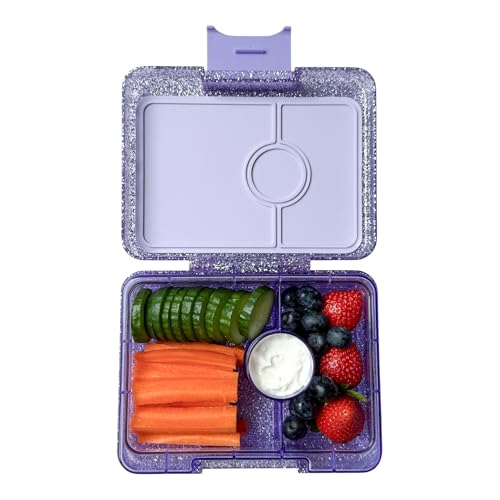 Yumbox Snack Box, 3 Compartments, Leakproof, Princess Purple | Glitter | Removable Compartment Tray | Easy-Open Single Latch | Lightweight & Compact | Perfect for Snacks & Sides - color: Princess Purple Glitter