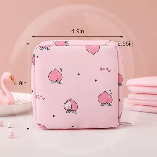 Portable Sanitary Napkin Pouch - Waterproof Travel Organizer Bag with Multi-Compartment Design for Feminine Hygiene and Period Products - color: Pink Peach