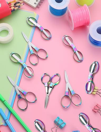 4Pcs Folding Scissors for Travel, Small Folding Badge Scissors for Nurses