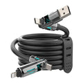 MFish 240W 4-in-1 Fast Charging Cable, Black, 10FT | Carrying Case, USB-A & USB-C to USB-C/Lightning, For iPhone 17/16/15/14, MacBook, iPad, Laptop, Samsung S25/S24 - color: Black, size: 10FT