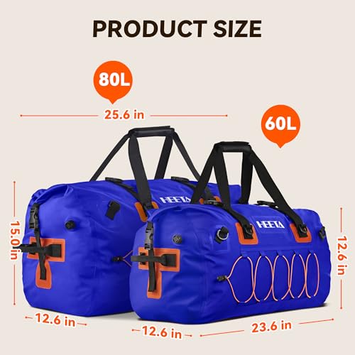 HEETA Waterproof Duffel Bag Travel Motorcycle Dry Bag Backpack 60L/80L/110L - color: Navy Blue, size: 60L