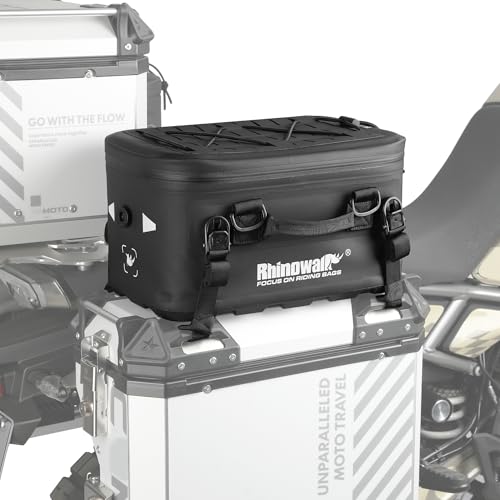 Rhinowalk 16L Waterproof Motorcycle Tail Bag – Dual Mount Rear Seat or Case Pack with MOLLE Panel, Thermal Lining, Camera Storage Dividers, Quick-Release Straps, Shoulder Carry Option (MFT2306) - style: 16l Tail Bag Mft2306