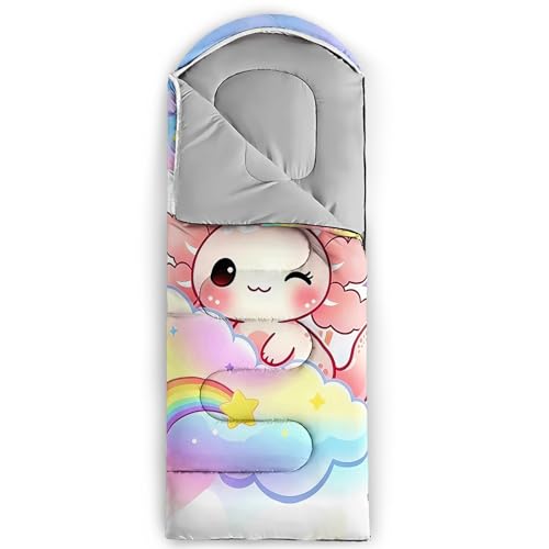 QOOMO Axolotl Cute Camping Sleeping Bags,3 Season Warm & Cool Weather,Lightweight,Waterproof Sleeping Bags for Adults & Kids,Traveling,and Outdoors - color: Axolotl Cute C3