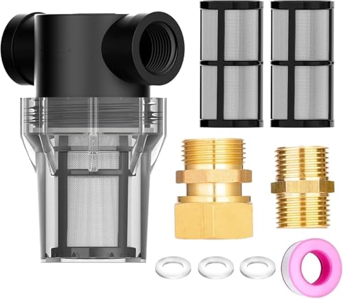 Garden Sediment Filter Premium Leakproof 3/4" Raw Water Strainer for Pressure Washer Inlet and Transfer Pump with 80 Mesh Screen