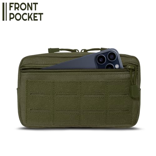 Tactical Molle Admin Pouch | Utility EDC Tool Pouch Bag | Backpack Strap Pouch | Battle Belt Accessories Pouch for Chest Vest Waist Gear - color: Army Green