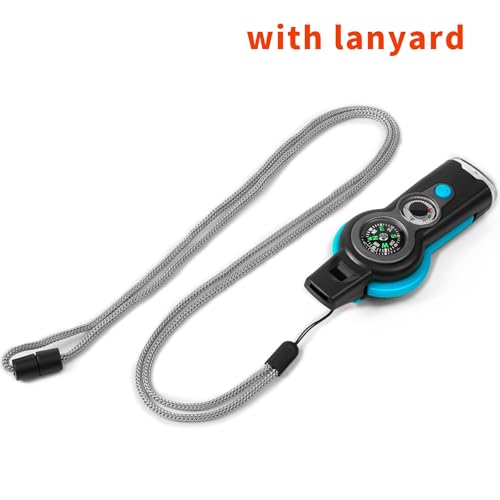 Emergency Survival Function Whistle, Outdoor Multifunctional Tool Safety Whistle with Lanyard, Ideal for Kayaking, Boating, Hiking, Camping, Climbing, Hunting,Rescue Signaling - color: blue2