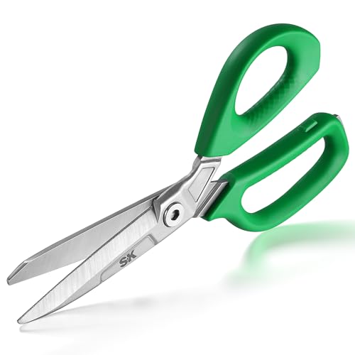 SK 9" Heavy Duty Scissors All Purpose, Industrial Shears, One Piece Blades | Drop Forged Sharp Utility Scissors, Premium CR-V Steel, Ergonomic Handle for Comfortable Grip - size: 9 Inch