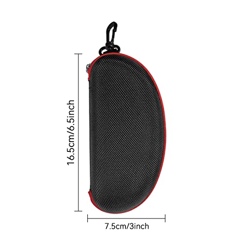 3pcs Zipper Hard Shell Sunglasses Case and Eyeglasses Case Portable Travel Glasses Case with Plastic Hook - color: Red