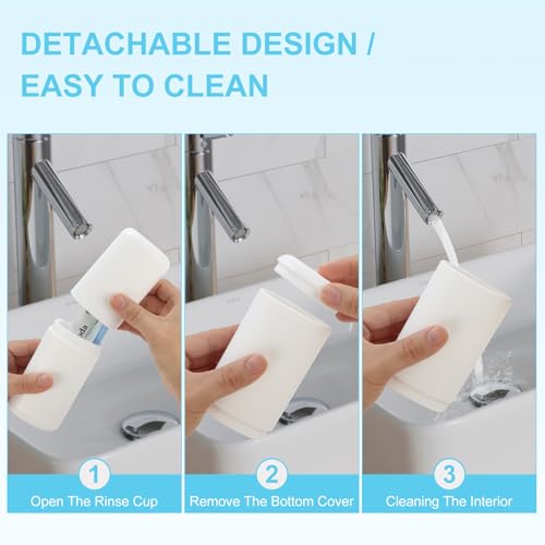 Travel Toothbrush and Toothpaste Case,Portable Tooth Brush Holder,Large White Toothbrush Container with Mouthwash Cup,2 in 1 Toothbrush Organizer for Traveling,Camping,School,Home - color: White