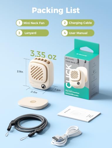 Aecooly Magnetic Neck Fan, Snap On & Go, Mini Portable Hands Free Wearable - color: Beige, size: Magnetic