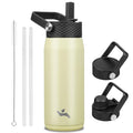 Konokyo 20 oz Insulated Stainless Steel Water Bottle with 3 Lids - color: Macaron Green, size: 20 Ounces