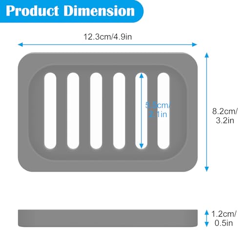 Topsky 2Pcs Soap Dish Holder, Non-Slip Bathroom Accessories Silicone Soap Case Saver, Sink Deck Bathtub Shower Dish Soap Drainer, Silicone Holder for Soap, Sponges, Scrubber (Grey-2pcs) - color: Grey-2pcs