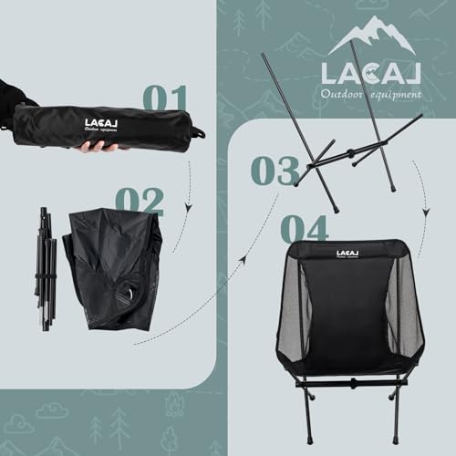 G2 GO2GETHER Ultra-Light Folding Camping Chair, All-Aluminum Frame, Surper Breathable Fabric, Easy to Carry, Compact Storage Size (1, Black) - color: Black