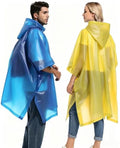 Reusable Rain Ponchos with Drawstring Hood for Adults, Waterproof Thicken Rain Coat, 2 Packs - color: Blue Yellow (2-pack)