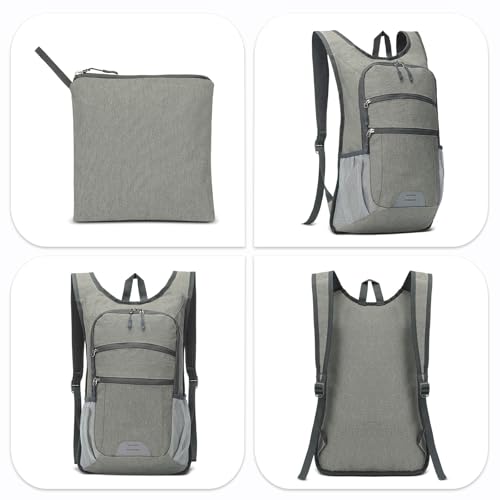 Lightweight Foldable Daypack Travel Backpack 20L, Gray | Foldable Hiking Packable Backpack for Men Women for Cycling Camping Outdoor - color: Gray