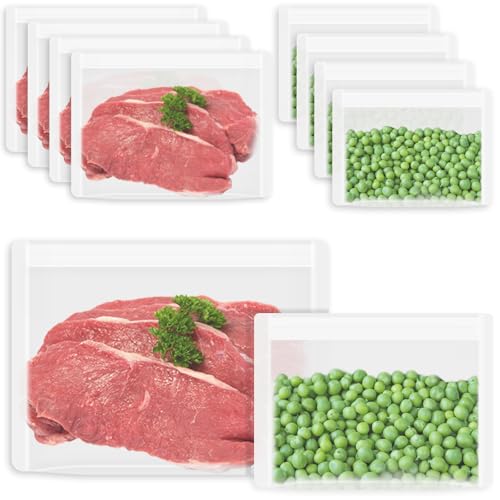 Reusable Sandwich Bags & Snack Bags Set, 8 Pack, 100% Silicone Reusable Storage Bag, Soft Shell Ziplock Silicone Food Storage Containers, Freezer Microwave Oven Dishwasher Safe, Translucent - color: Translucent | S+XS | 8 Pack Flat