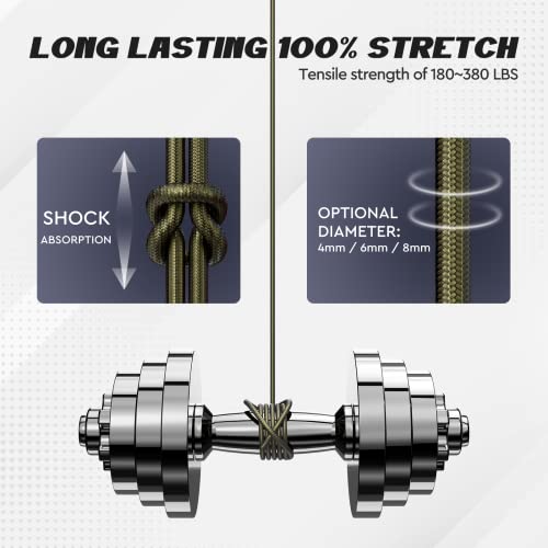 Elastic Bungee Shock Cord 3-8mm (Army Green, 3/16'' x 66FT) - color: Army Green, size: 3/16'' x 66FT