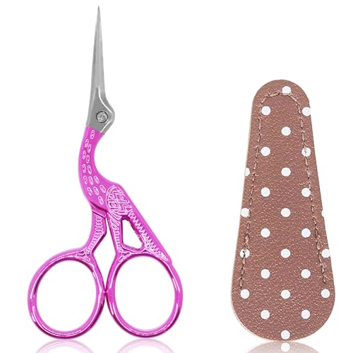 BIHRTC 3.6" Little Bird Scissors with Artificial Leather Cover for Crafts | 3.6 Inch Scissors with Faux Leather Protective Pouch for Sewing,Embroidery,Cross Stitch,Needlework,Handcraft,Art Projects - color: Rose, size: 3.6inch