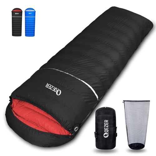 Down Sleeping Bag for Adults, 600 Fill Power Ultralight Backpacking | 600 Fill Power Down,Compact Carry,Ultralight Trail Use,Camping Hiking Backpacking,Cold and Warm Weather Use - color: Black, size: 1.76 lb Down Filling