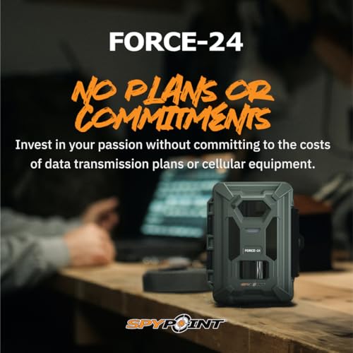 SPYPOINT FORCE-24 Non-Cellular Trail Camera, 2K Video, 24MP Photos, Low-Glow LEDs, Night Vision Game Camera, 70ft Motion Detection, Affordable Trail Cam, Must-Have Hunting Equipment | 70ft Motion Detection, Night Vision Game, 2K Video, 24MP Photos, Low-Gl