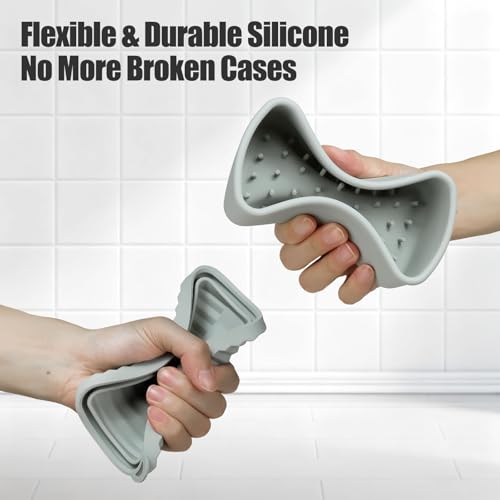 OTHIX Large Leakproof Travel Soap Case for 10 oz Bar Soap, Silicone Soap Container Compatible with Duke Cannon & Dr. Squatch Style Big Bars, Tight-Seal Soap Box for Gym, Camping, Bathroom (Gray) - color: Gray