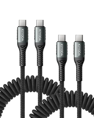 USB C Cable for Car 3FT/6FT, Coiled USB C to USB C Cable Fast Charging 66W | Braided USB Type C Charger Cord 3FT/6FT Compatible with iPhone 17 16 15 Pro Max, Samsung, Google Phones and More - color: Black, size: 3FT&6FT, style: USB C to USB C