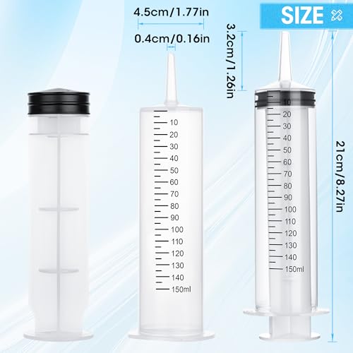 3 Pack 150mL Syringes for Liquid - Large Syringe with Tip Adapter for Liquids, Oil, Watering Plants, Refilling, Measuring - style: 150 ml