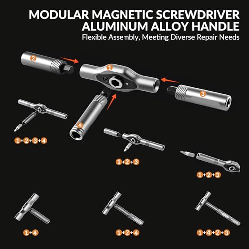 42 In 1 Magnetic Screwdriver, Screwdriver Set,T-Handle Ratcheting Screwdriver for Home, Diy, Watch, Eyeglass Bike Repair - color: Black 42pcs
